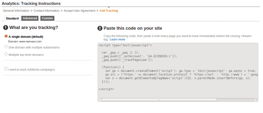 Add Google Analytics Code 1024X442