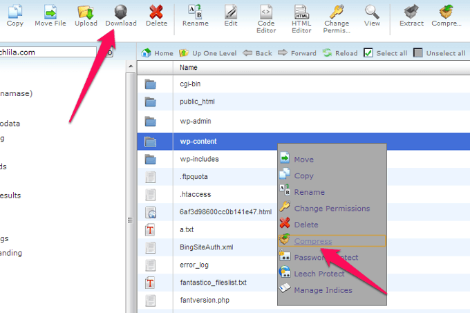 Compress Wp Content Folder