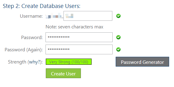 Create New Database User