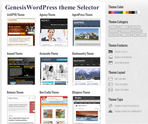 Genesis Wordpress Theme Selector