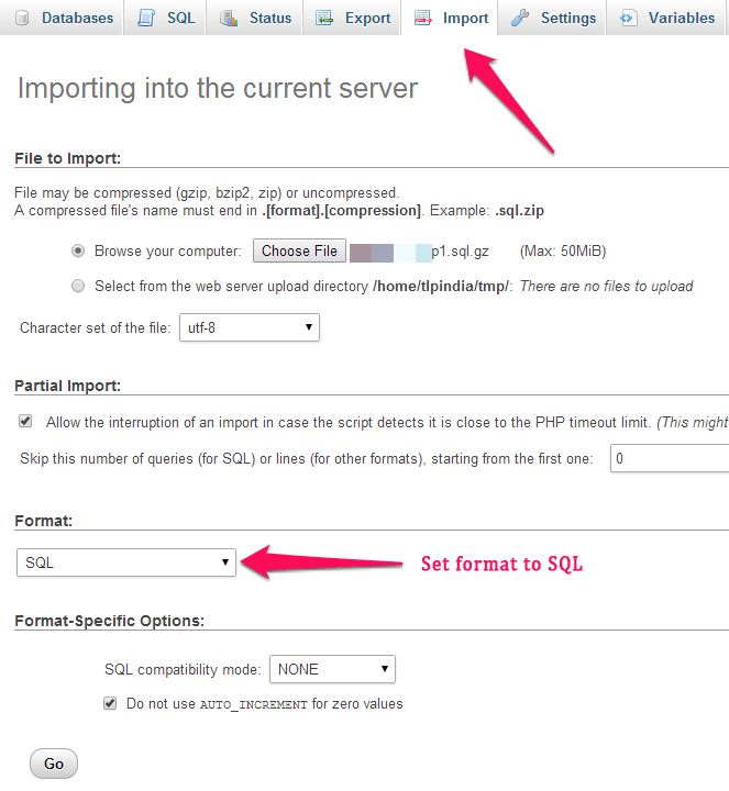 Import Database