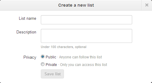 Create Twitter List - Add Name And Description