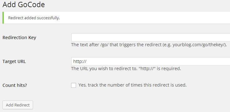 Gocodes Wordpress Plugin - Url Redirection