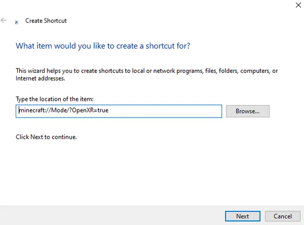 Create Minecraft Shortcut