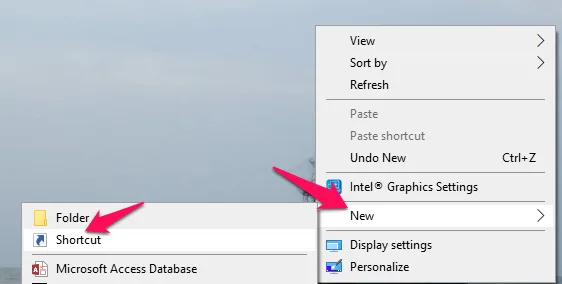 Create New Shortcut