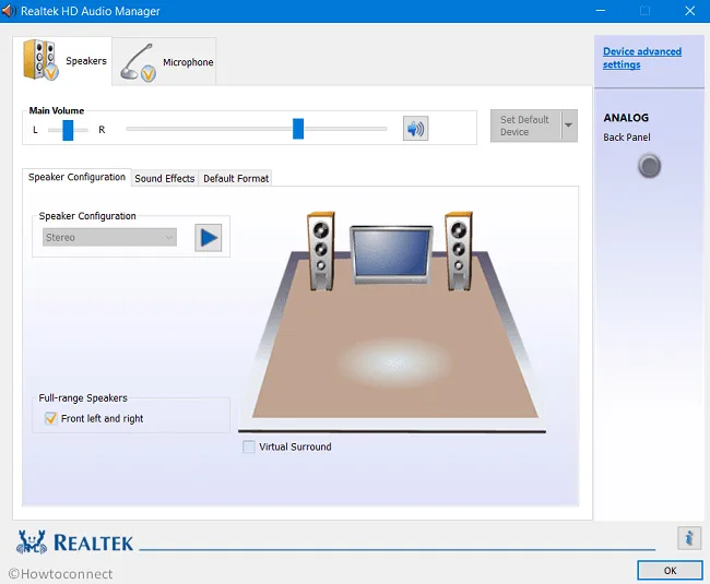 Realtek HD Audio Manager Realtek HD Audio Manager