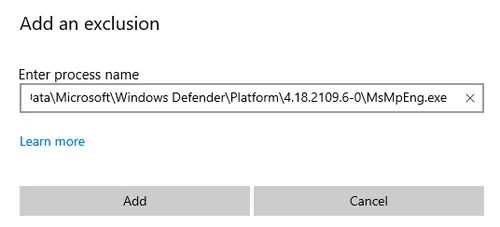 Add Exclusion Add Exclusion