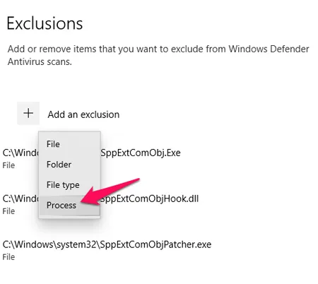Add Process for Exclusion Add Process for Exclusion