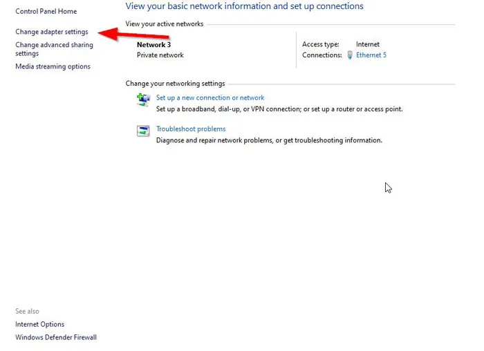Change Adapter Settings Change Adapter Settings