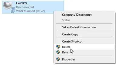 Delete VPN Delete VPN