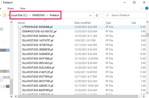 Windows Prefetch Folder Windows Prefetch Folder