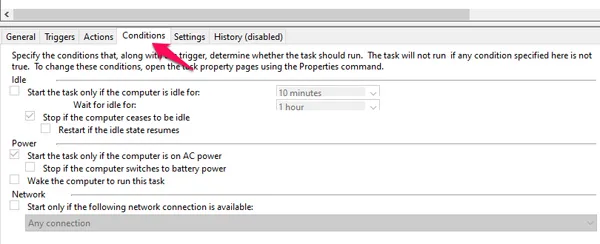 Windows Task Scheduler Options Tab Windows Task Scheduler Options Tab