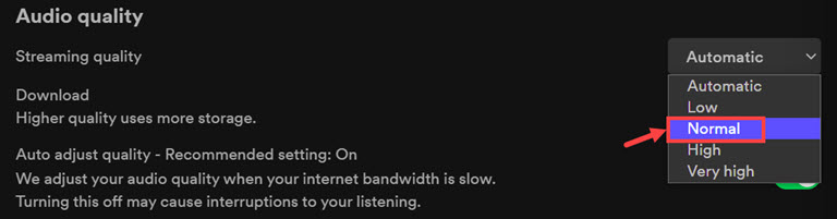 Adjust Spotify Streaming Quality
