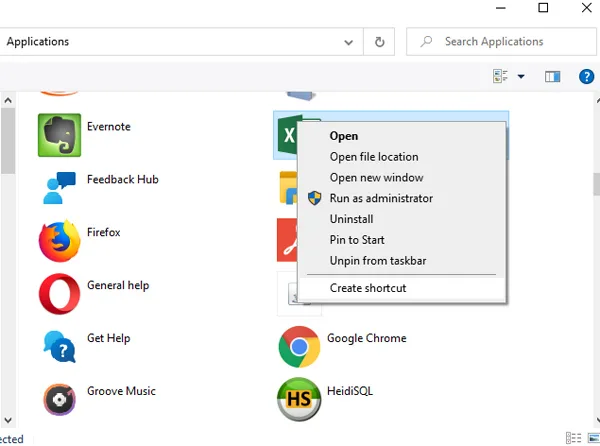 Create Shortcut