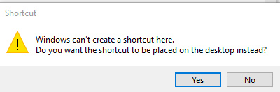 Shortcut Error Message