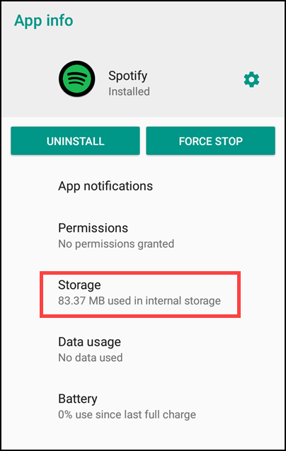 Spotify Clear Storage