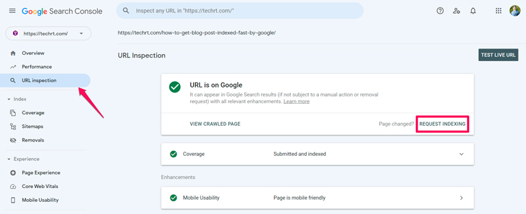 Url Inspection In Google Search Console