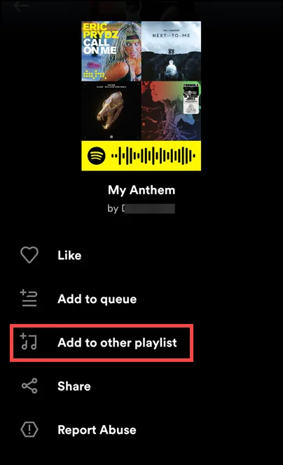 add to other playlist