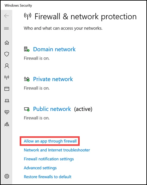 allow an app through firewall