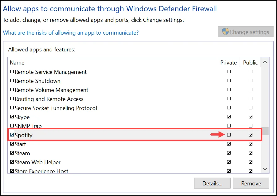 allow private firewall