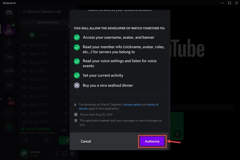 authorize watch together