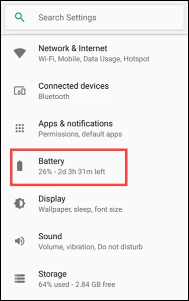 battery settings