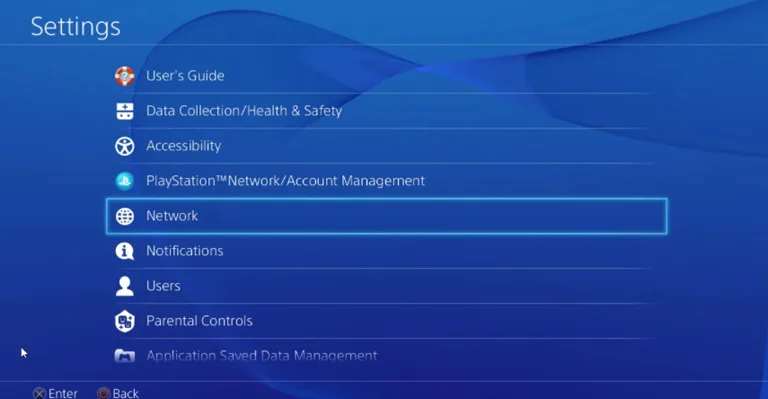Choose Network PS4