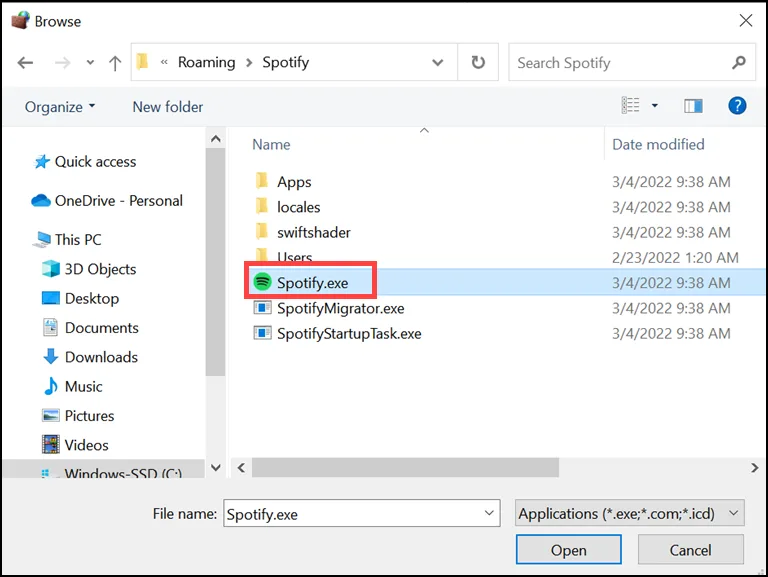 choose spotify from the list