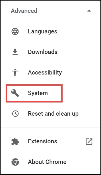 chrome system settings
