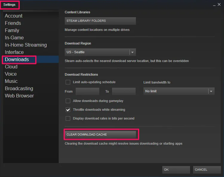 Clear Download Cache Steam