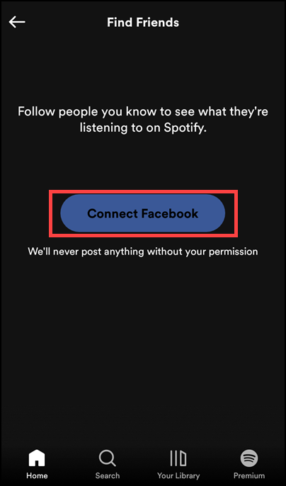 Connect Facebook Spotify Phone App
