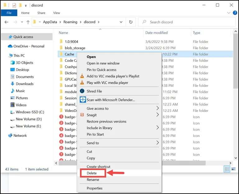 delete cache folder