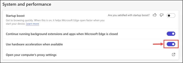 disable hardware acceleration edge