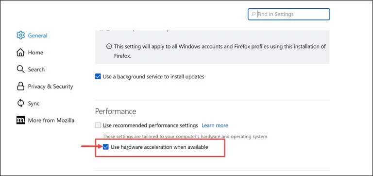 disable hardware acceleration firefox