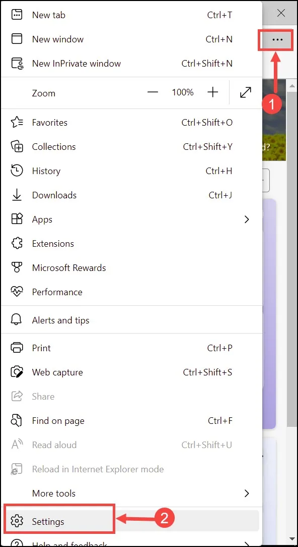 edge settings