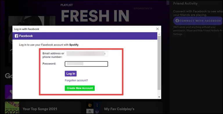 login with facebook