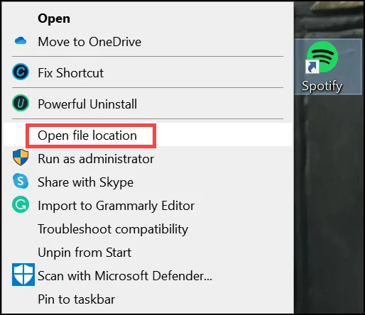 open file location