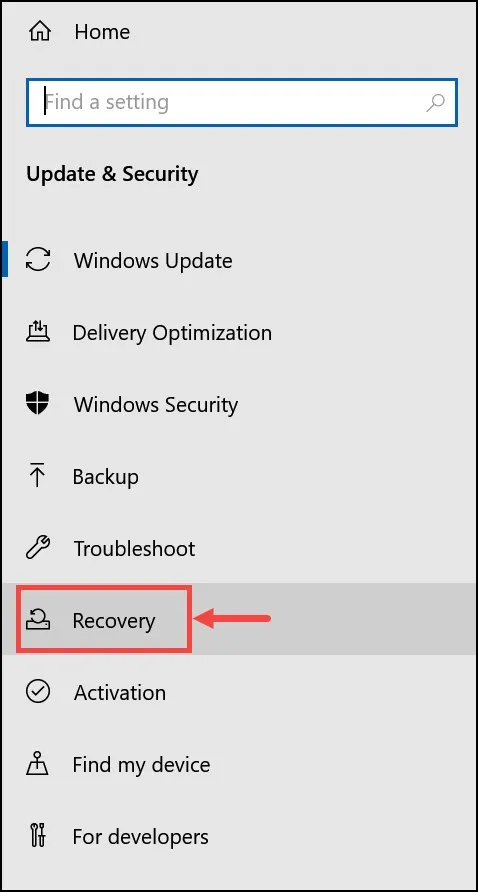 recovery option