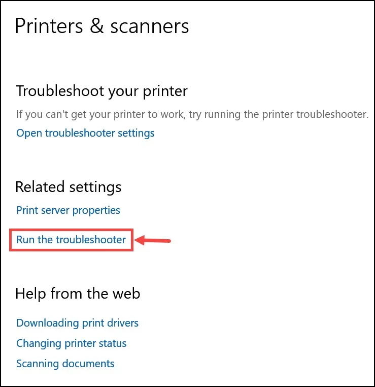 run the troubleshooter