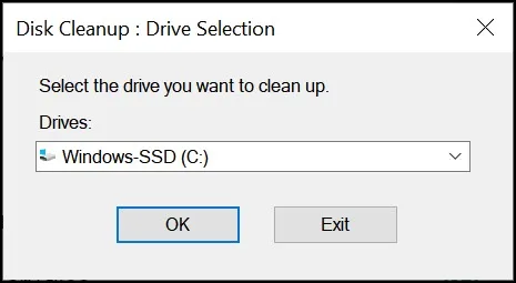 select the drive to clean up