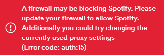 Spotify Error Code Auth 15