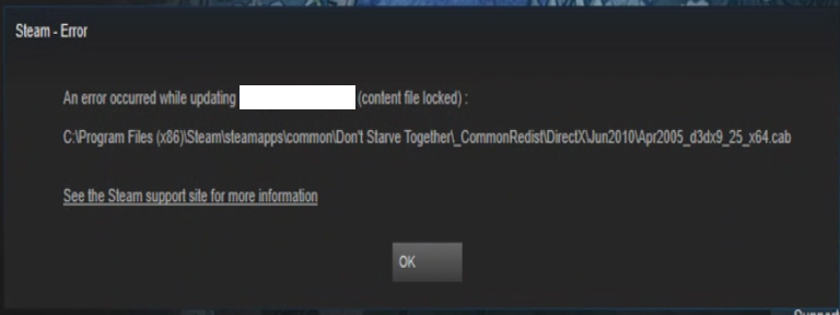 Steam Content File Locked Error
