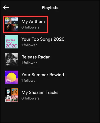 tap on playlist