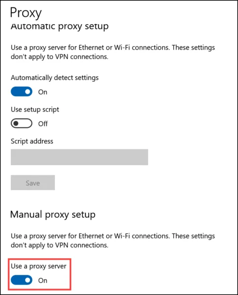 turn off proxy server