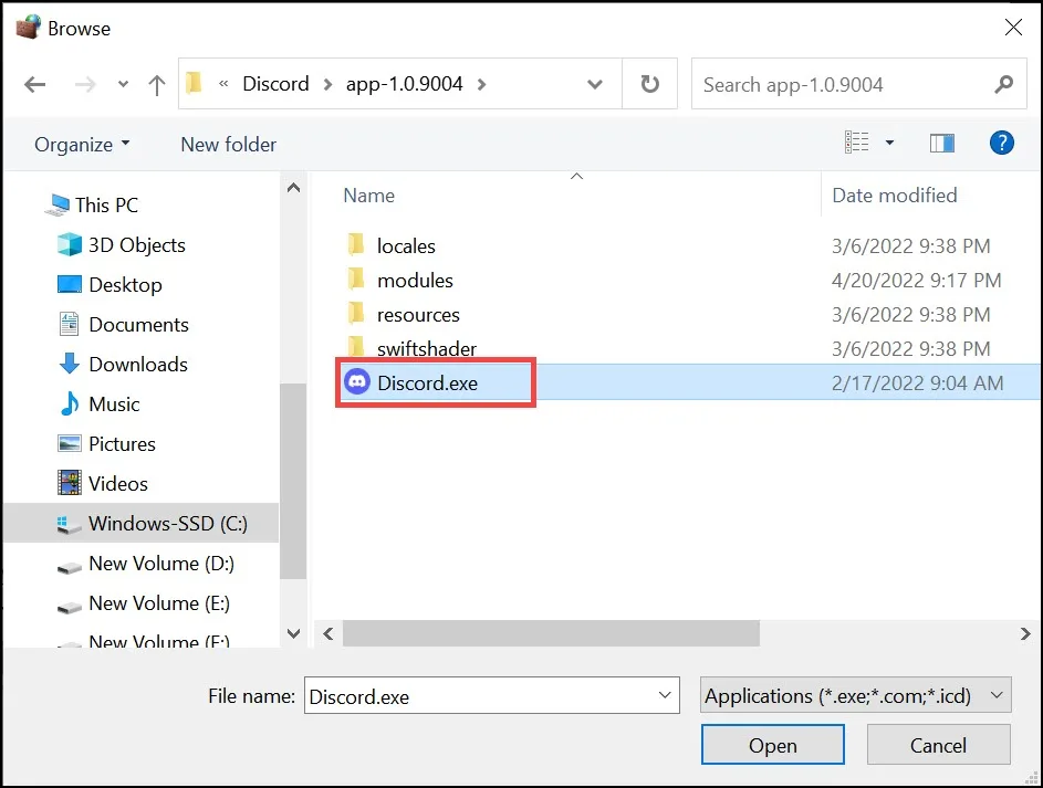 Add Discord Executable file