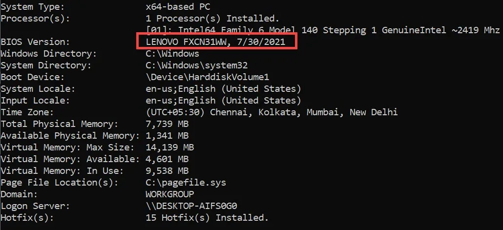 BIOS Update Date