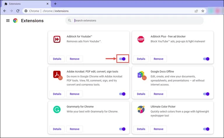 Disable Chrome Extensions
