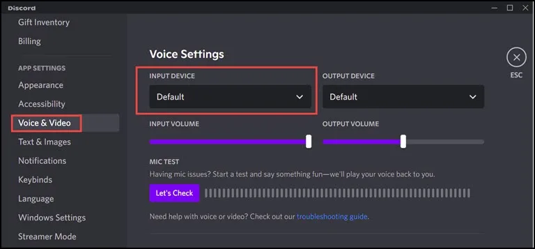 Check Input Device