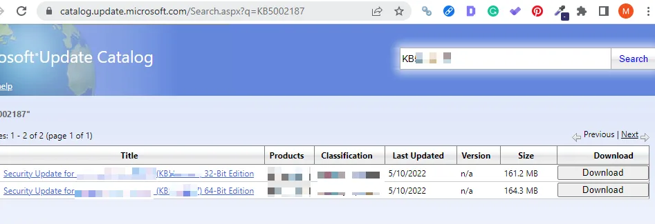 Microsoft Update Catalog
