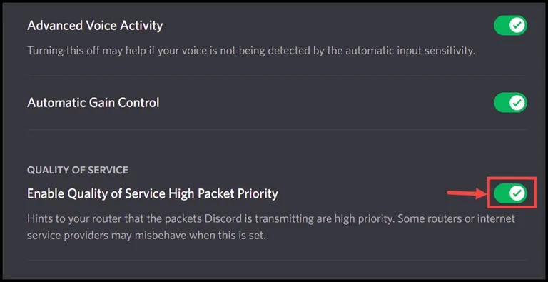 Quality of Service Option